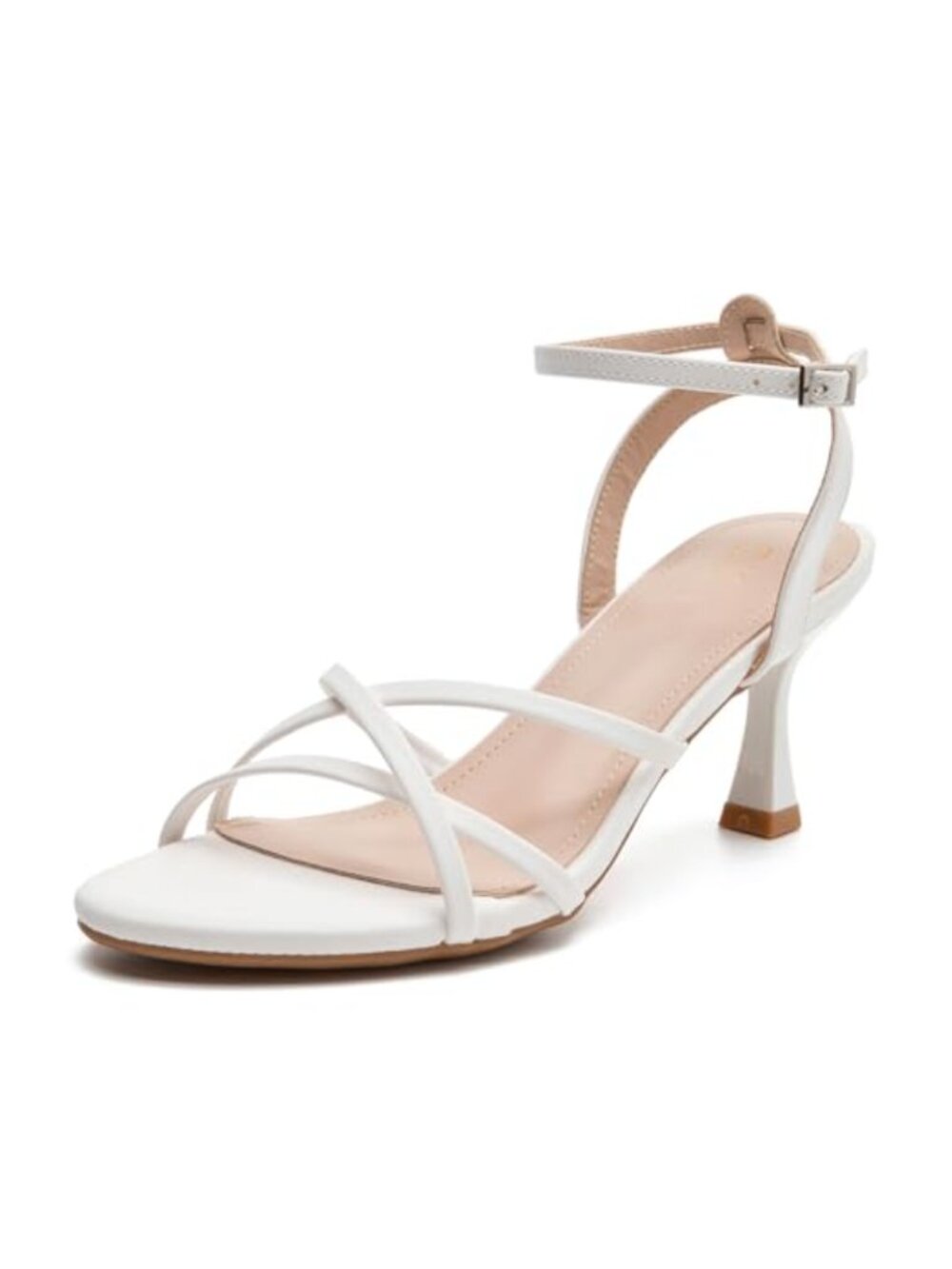 Kitten Heel Open Toe Strappy Dress Sandals Ankle Strap for Prom Wedding